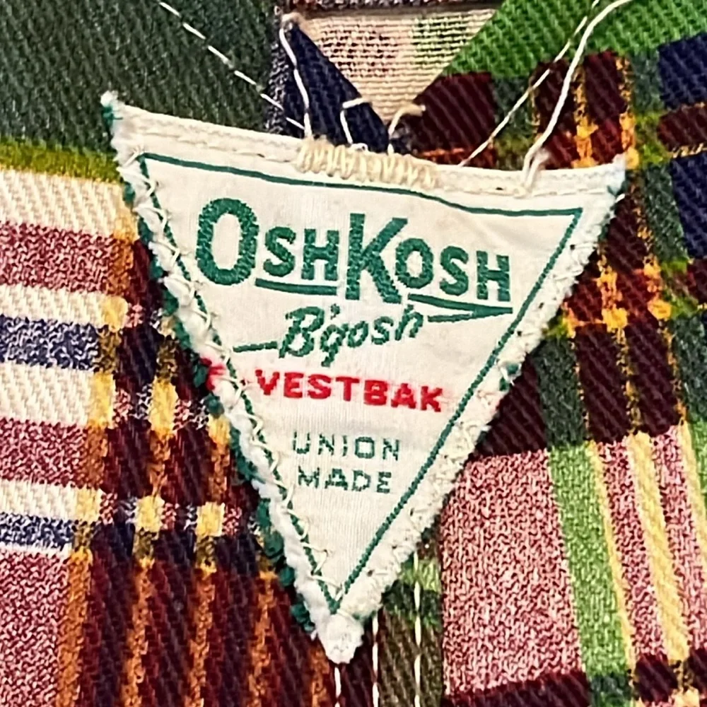 Oshkosh Bgosh Vtg 60’s Vestbak union Maid!!denim plaid overalls dead stock NWOT! - Picture 3 of 16